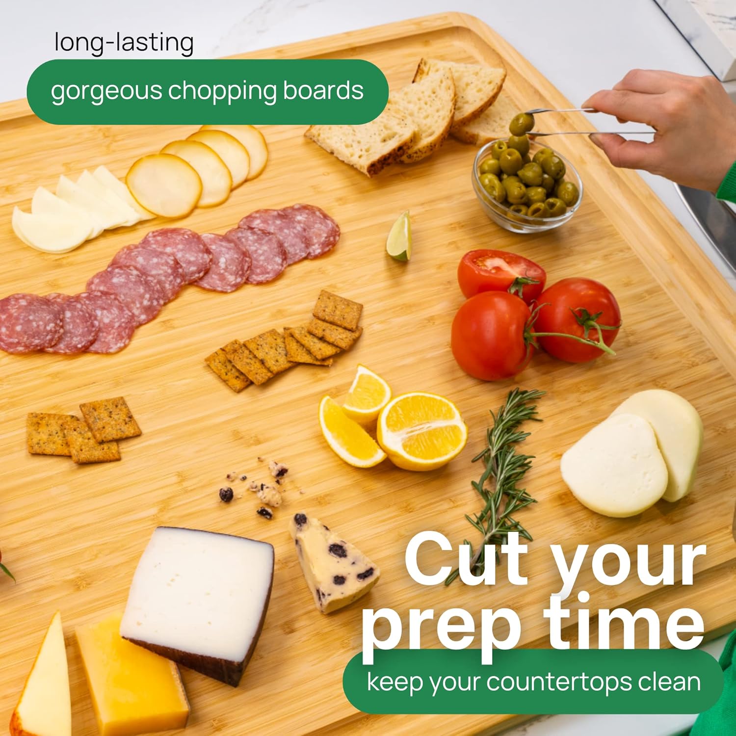 4XL Bamboo Butcher Block Cutting Board - Extra Large Cutting Boards for Kitchen 36 x 24 - Wood Countertop 24 x 36 Cutting Board - Single Tone