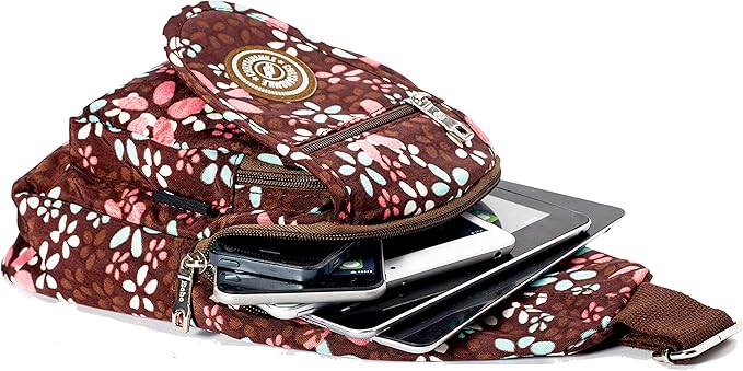 Chrysansmile Sling Bag for Women Men Nylon Crossbody Bags Fanny Packs Flower Print Small Backpack for Travel Hiking