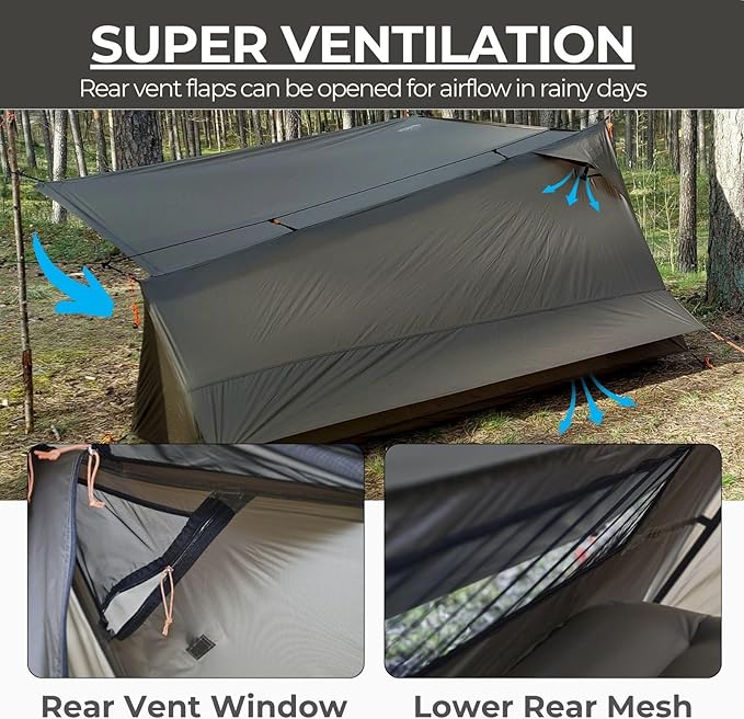 onewind Ultralight One Person Bivy Tent, Backpacking Tent for Single Person Waterproof Silnylon Lightweight for Camping Backpacking Hiking, NO Trekking Pole