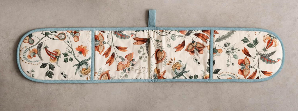 Maison d' Hermine Double Oven Mitts 100% Cotton 7"x35" Double Oven Mitt Heat Resistant BBQ Cooking Gloves with Loop, Baking, Grilling, Home, Kitchen, Handling Hot Pans (Dalida)