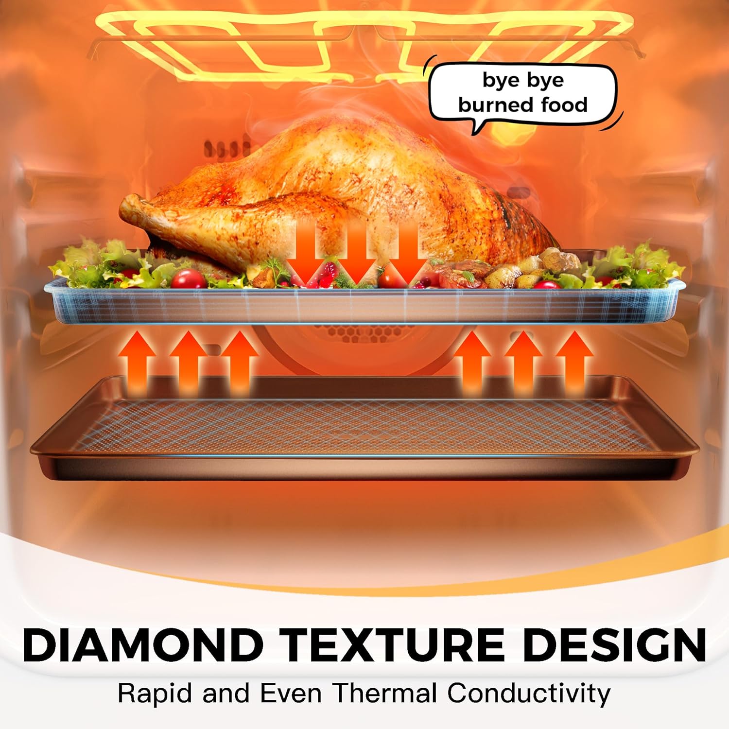 Quarter Sheet Baking Pan Nonstick - HONGBAKE Commercial Cookie Sheet for Baking with Diamond Texture Surface, 57% Thicker Carbon Steel 9 x 13 Baking pan