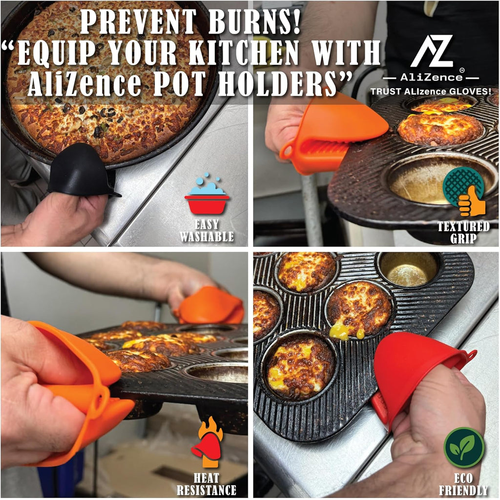 Silicone Smoker Oven Gloves & BBQ Set – Extreme Heat Resistant, Waterproof Oven Mitts, Mini Gloves, Hot Pads & Pot Holders for Cooking, Grilling, Baking, Extra Soft, Superior Value 6 pc Set. (Blue)