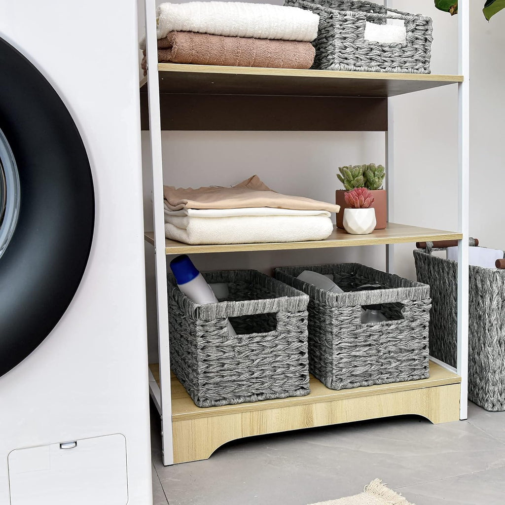 GRANNY SAYS Wicker Baskets with Handles - Gray Storage Baskets (2-Pack) for Organizing Cabinet, Coffee Table