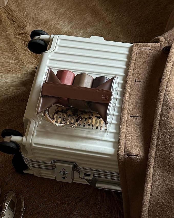 Cadence Parcel - Clear Dopp Kit with Magnetic Closure - Durable and Leak-Resistant Travel Toiletry Kit - TSA-Compliant & Modular Design - Small Hygiene Bag for Travel Essentials - 1 Qt - Chestnut