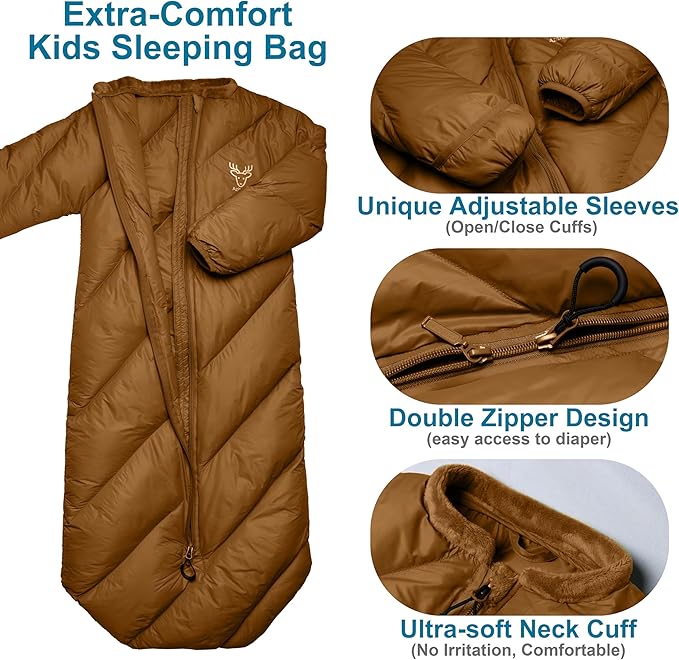 T40 Toddler Sleeping Bags Boys Girls | Ages 2-4 | Puffy Kids Sleeping Bag Camping Sleepovers |up to 46 in| Lightweight Compact Comfort for Indoor Outdoor Machine Washable