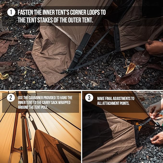 OneTigris Rock Fortress Hot Tent with Stove Jack, 4 Season, 4-6 Person Tipi for Camping, Backpacking, Hunting, Fishing - Waterproof, Wind-Proof