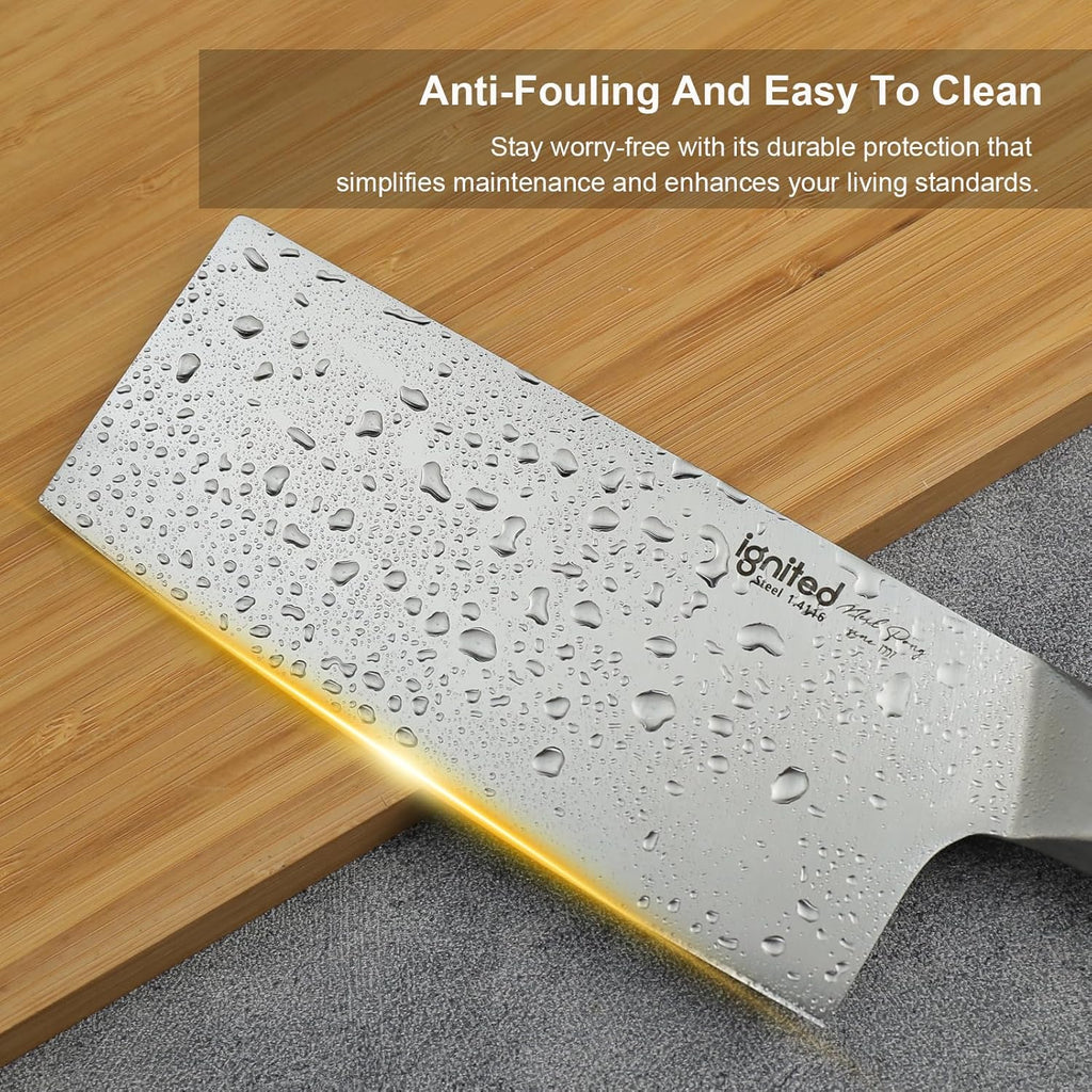 7 inch Meat Cleaver, One-piece All-Metal Cleaver Knife, German 1.4116 High Carbon Stainless Steel Kitchen Knife, Chinese Cleaver with Hollow Handle