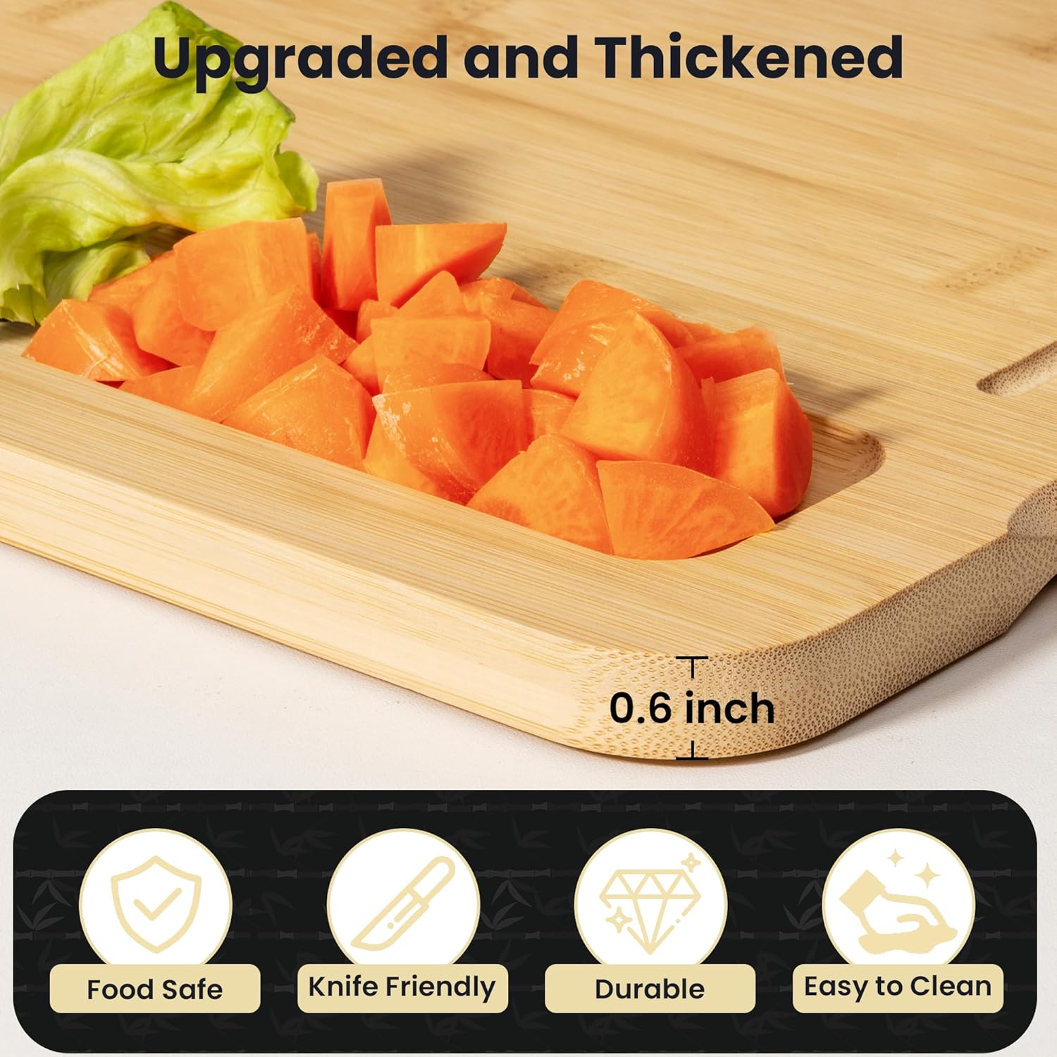 Heimlove Extra Large Cutting Board, 17" Wooden Cutting Boards for Kitchen Charcuterie Boards with Juice Groove and Handles, Chopping Board for Meat, Vegetables and Cheese