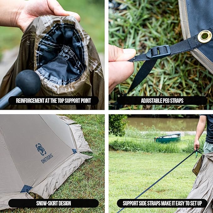 OneTigris Northgaze 2~4 Person Lightweight Hot Tent with Stove Jack,5.3lb, 4 Season Waterproof Lightweight Wind-Resistant for Camping Backpacking Hiking Hunting Fishing