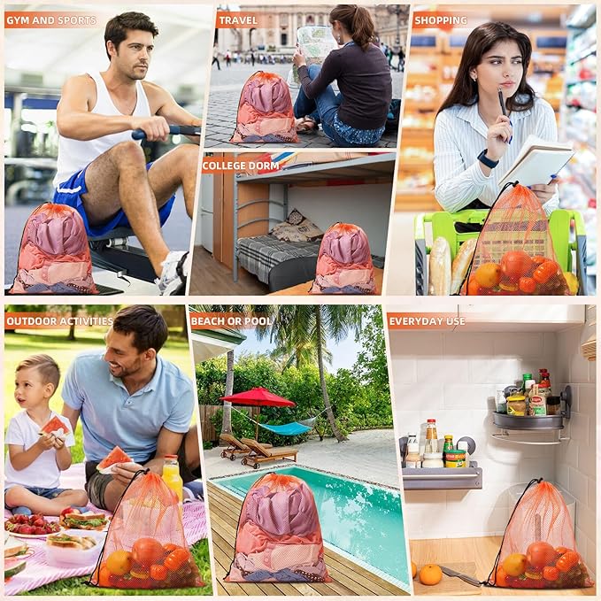 10/20/40/60/100PCS Durable Delicate Nylon Laundry Bag - Multicolor Mesh Drawstring Bags with Locking Closure - Small Gym, Travel, Beach, College, Yoga, Sport