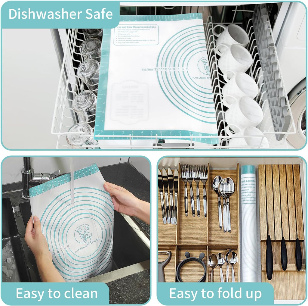 Non-Stick Silicone Baking Mat for Pastry, Dough Rolling, Cookie, Bread, Pie Crust - Nonslip Fondant Counter Mat, Oven Liner for Making Cookies, Macarons, Bread - Baking Essential Tools