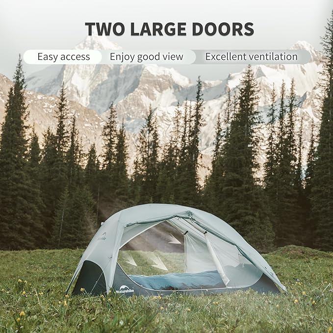 Naturehike Star River UL 2 Person Backpacking Tent, Double Layer Waterproof Two Person Tent, Lightweight Backpacking Cycling 2 Person Tent