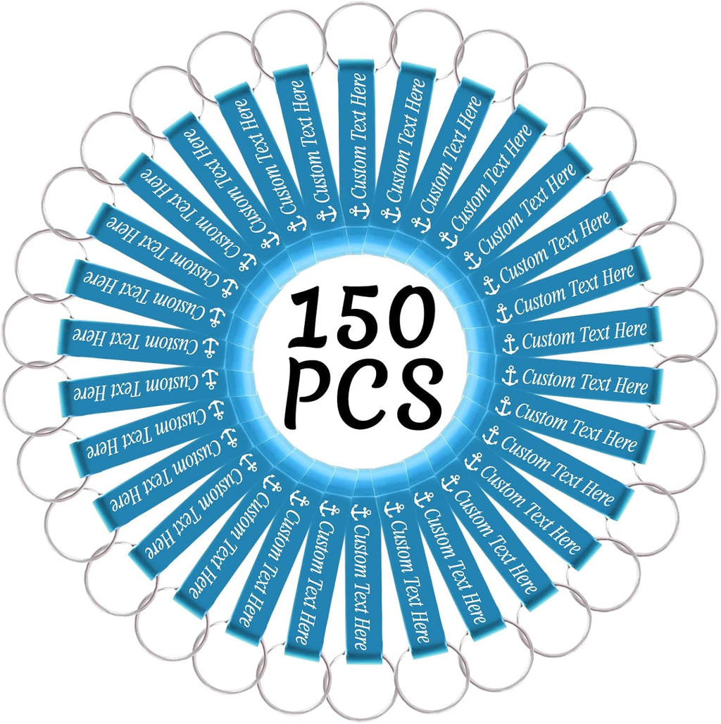 150PCS Personalized Bottle Opener Keychain Bulk Custom Beer Bottle Opener with Logo Text Engraved Wedding Bottle Opener Favors Customized Gifts for Guests Baby Shower Birthday Party-Sky Blue