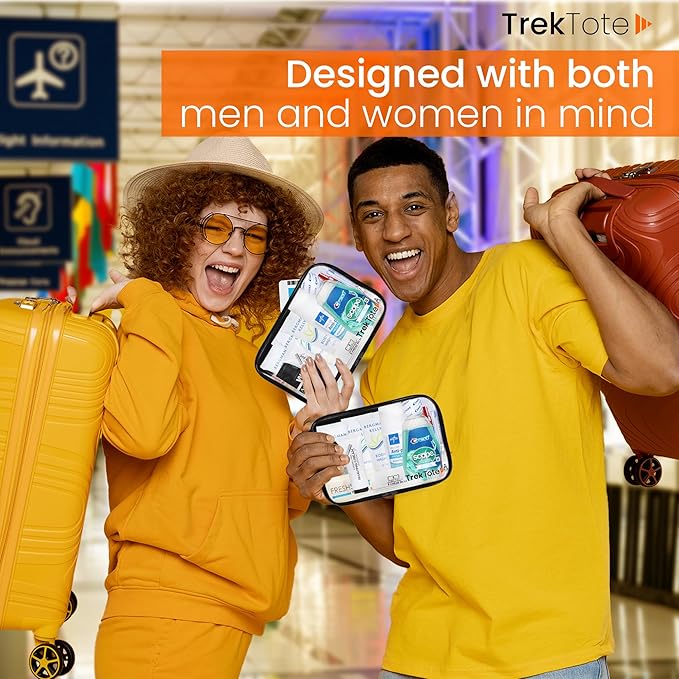 Trektote Travel Toiletry Kit For Men And Women – 20 Piece Set of Travel Size Toiletries, TSA Compliant, Includes Shampoo And Conditioner, Body Wash, Oral Care, Reusable Toiletry Bag & More