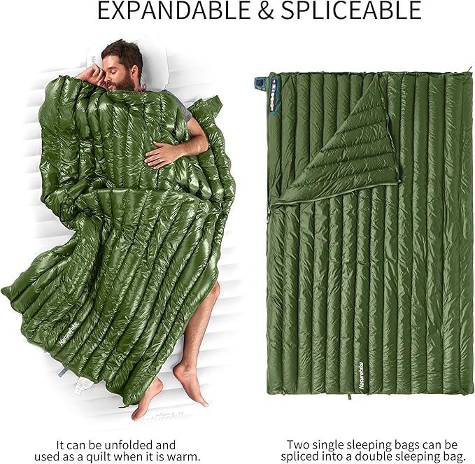 Naturehike Ultralight Backpacking Down Sleeping Bag for Adults, 650 Fill Power Sleeping Bag for 42/52℉, 20oz Compact Lightweight Sleeping Bags for Hiking Camping 3 Seasons