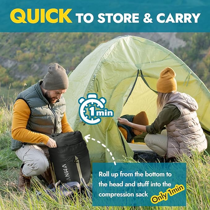 CANWAY Double Sleeping Bag Flannel for Adults Cold Weather Queen Size Two Person Sleeping Bags for Camping with 2 Pillows