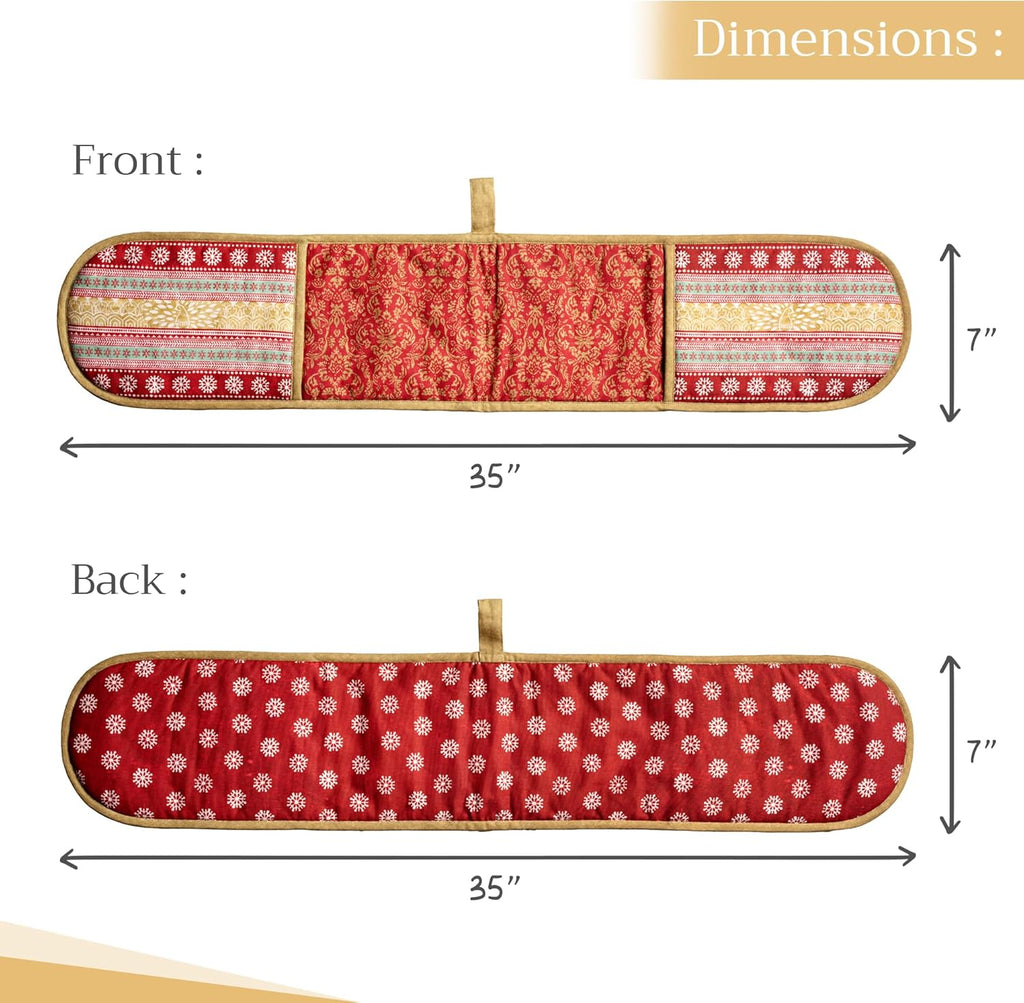 Maison d' Hermine Double Oven Mitts 100% Cotton 7"x35" Double Oven Mitt Heat Resistant BBQ Cooking Gloves with Loop, Baking, Grilling, Home, Kitchen, Handling Hot Pans (Sofia)
