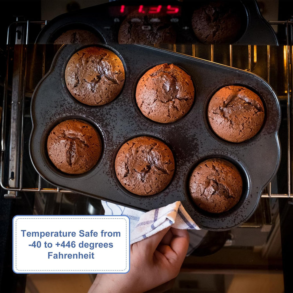 uxcell 2pcs Silicone Muffins Pan, 6 Cup Silicone Cupcake Pan Nonstick Baking Tray for Muffins, Cupcakes, Dishwasher Safe, Brown