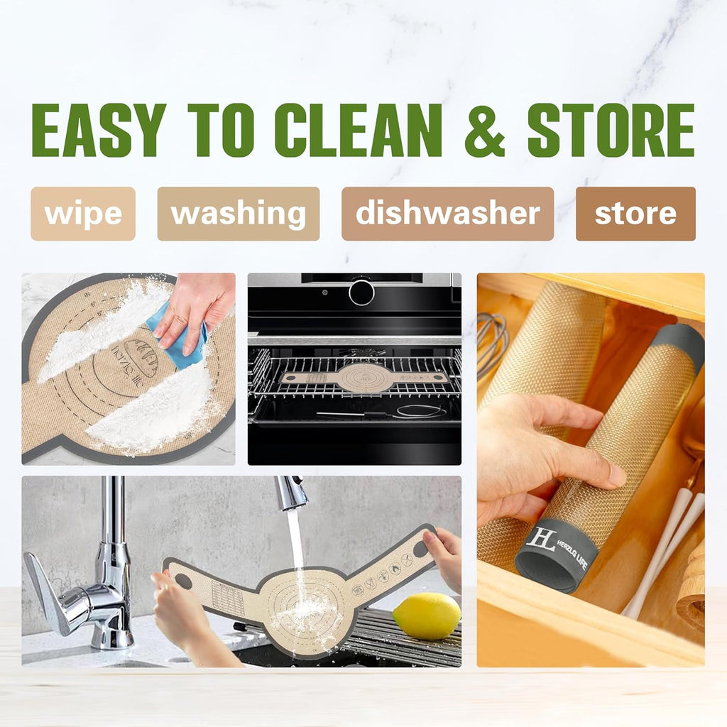 Silicone Baking Mat Cookie Sheet for Oven, Non-Stick Reusable Food Safe silicone mats for baking, Baking Sheet Liner, Oven Baking Sheet for Making Bread, Cookies,Macaron,Pizza(1+1 +2)