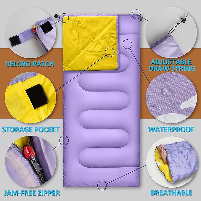 3 Season Ultralight Backpacking Sleeping Bag | Cool/Warm Weather Lightweight Camping Sleeping Bags for Adult | Compact Hiking Sleeping Bags with Compression Sack in Rectangular - 75 X 33 in