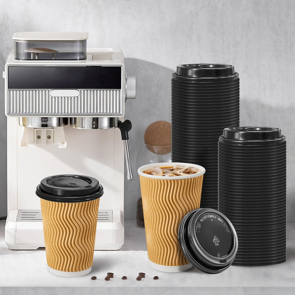 240 Pack Disposable Coffee Cup lids, 3.54'' Leak-Proof Disposable Plastic Cup Lids for 10, 12, 16, 20oz Paper Cups, Hot/Cold Drinking Cup Lids, Black