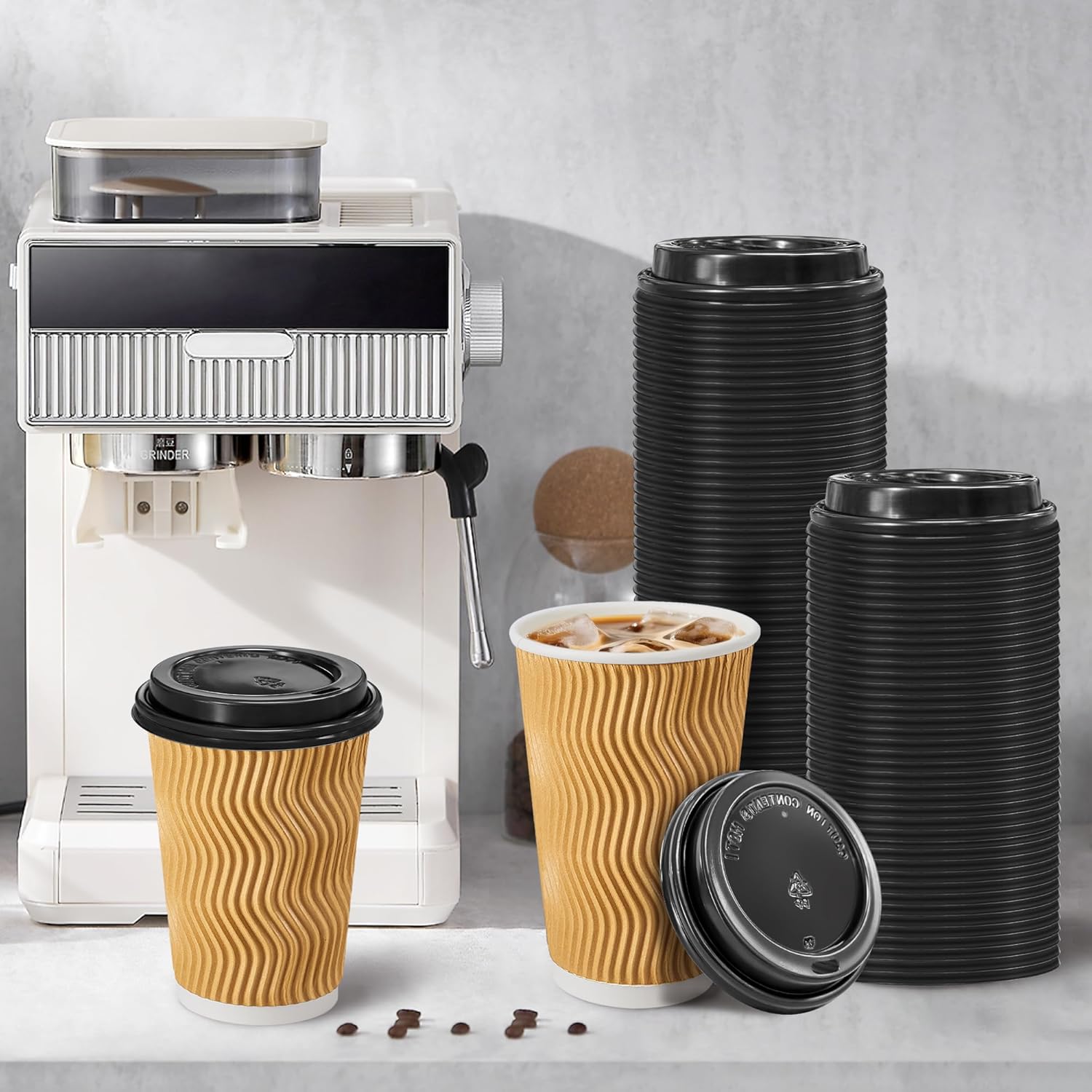 240 Pack Disposable Coffee Cup lids, 3.54'' Leak-Proof Disposable Plastic Cup Lids for 10, 12, 16, 20oz Paper Cups, Hot/Cold Drinking Cup Lids, Black