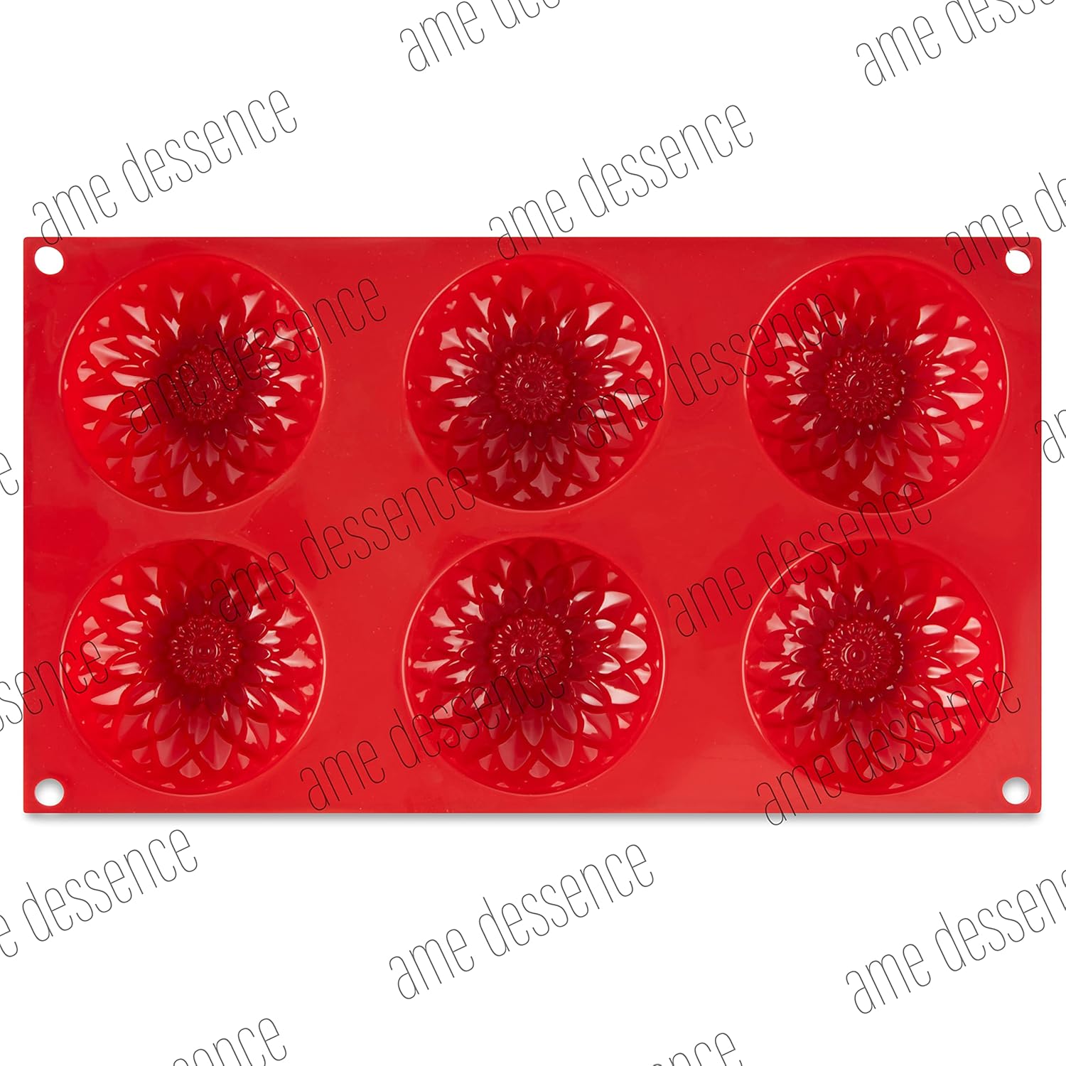 AME D'ESSENCE Dahlia Shaped Silicone Baking Mold - Non-Stick, Flexible, 6-Cup Capacity (3.89 oz), Reusable and Food-Grade - Perfect for Cakes, Tarts, Pies, and More!