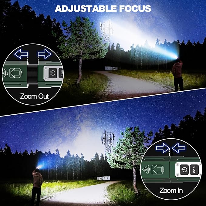 Rechargeable Flashlights High Lumens - 20,000LM Super Bright Small Pocket Magnetic Flashlight, 8 Modes LED Tactical Flash Light, Dual Button Powerful Flashlight for Camping (2, Hunter Green)