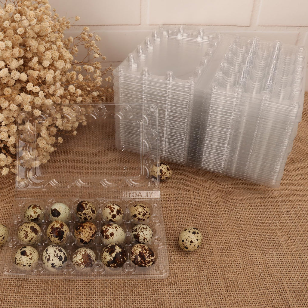 200 Pack Quail Egg Cartons, Clear Plastic Quail Egg Trays, Holds up to 15 Quail Eggs Securely - Your Ultimate Small Eggs Carton Holders for Bulk Storage and Display
