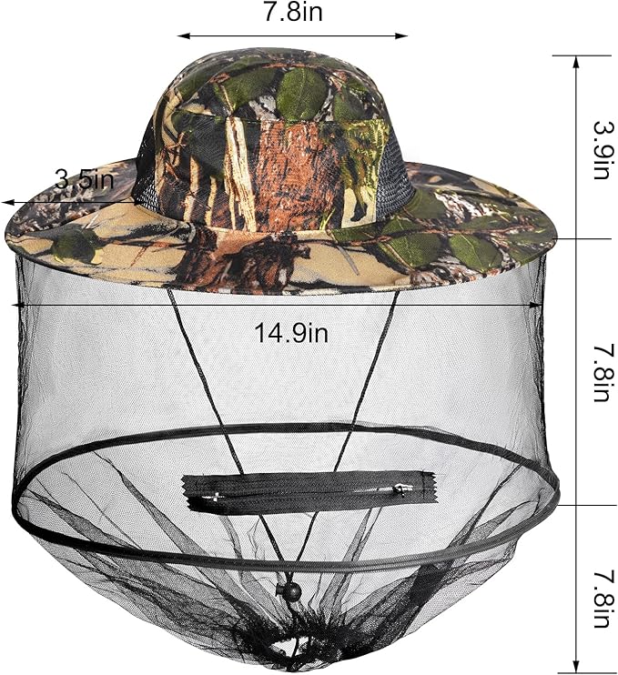 Sucrain 2 Pack Mosquito Head Net Hat Sun Hat Garden Bug Hat with Hidden Net Mesh for Outdoor Gardening Beekeeping