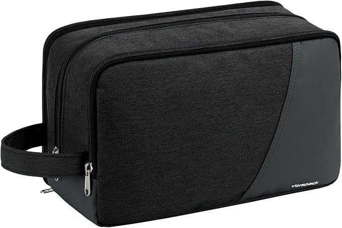 Vorspack Large Travel Toiletry Bag - Water Resistant Toiletry Bag for Men Dopp Kit for Bathroom Toiletries Accessories Gifts - Black
