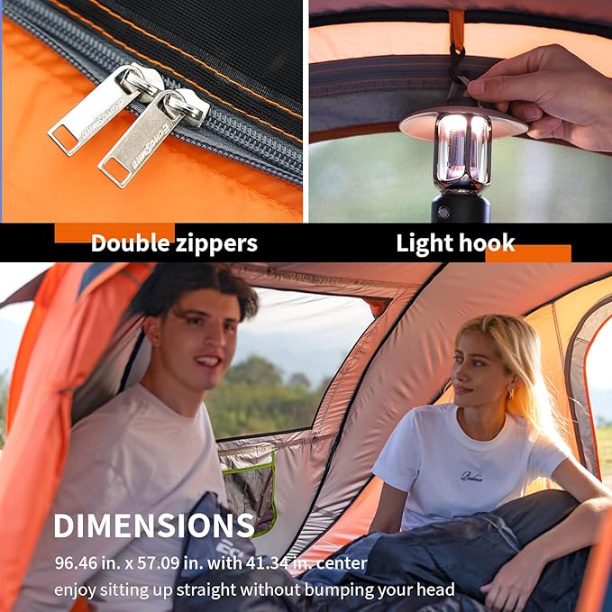 EchoSmile Camping Instant Pop Up Tent, 2/4/6/8/10 Person, Water Resistant Dome, Easy Setup for Camping Hiking and Outdoor, Portable with Carry Bag, 3 Season