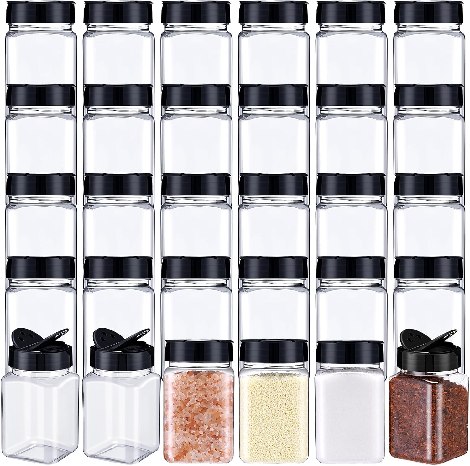 30 Pack Plastic Spice Jars with Shaker Lids Clear Seasoning Containers Spice Bottles for Kitchen Storing Spice Herbs Seasoning Powders(Triangle,12.2 oz)