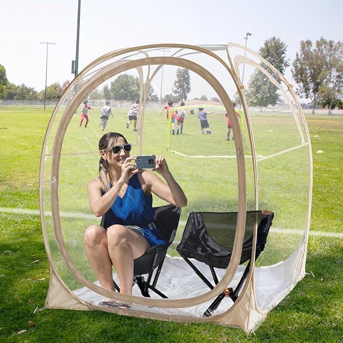 EighteenTek Pod All Weather Sports Tent with Sealed Floor - Instant Tent Shelter - Outdoor Bubble Tent - Rain Tent Camping Sun Shelter Pop Up Clear, Patent Pending for Sports Events Fishing Cheering