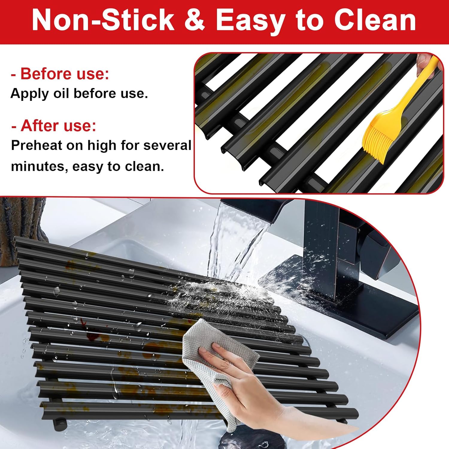 DELSbbq 17.4" x 11.8" Grill Cooking Grates for Weber Spirit 300, Spirit 700, Genesis Silver B/C, Genesis Gold B/C, Genesis Platinum B/C, Genesis 1000-3500,Grill Grates Replacement for 7525 7526 7638