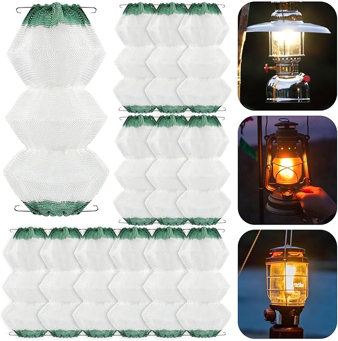 12 Pack Lantern Mantles Gas Lantern Mantles 3-Layer Gas Mantles Accordion Shape #95 Insta-Clip