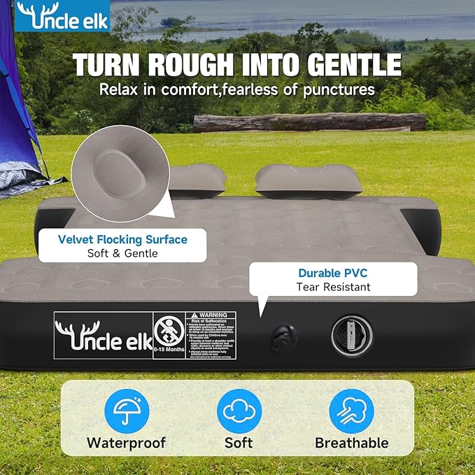 Truck Bed Mattress 5.5-5.8ft: Inflatable Full Size Truck Bed Air Mattress with Wireless Rechargeable Pump, Pickup Mattress with Carry Bag (Khaki)