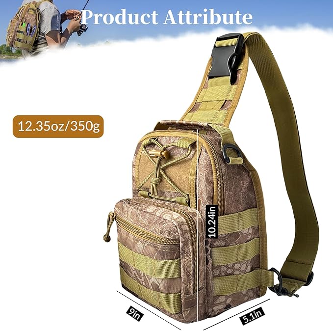 Fishing Backpack Tackle Storage Bag With Rod Holder - Sling Gear Storage