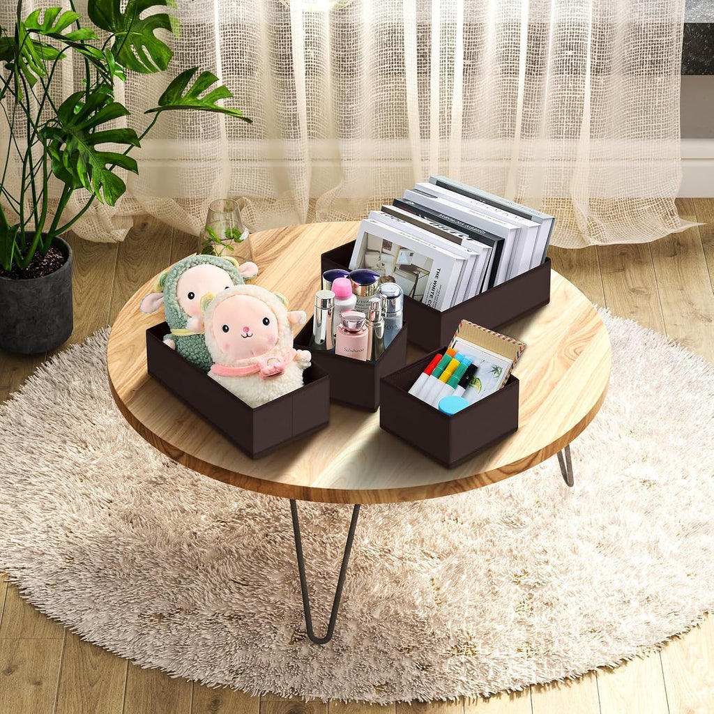 DIMJ Drawer Organizer 15 Pack - Foldable Baby Organizers and Storage & Dresser Organizer for Nursery, Bedroom, Closet - Nursery Organization Dresser Dividers for underwear, Sock, Bra, Belt, Tie, Brown