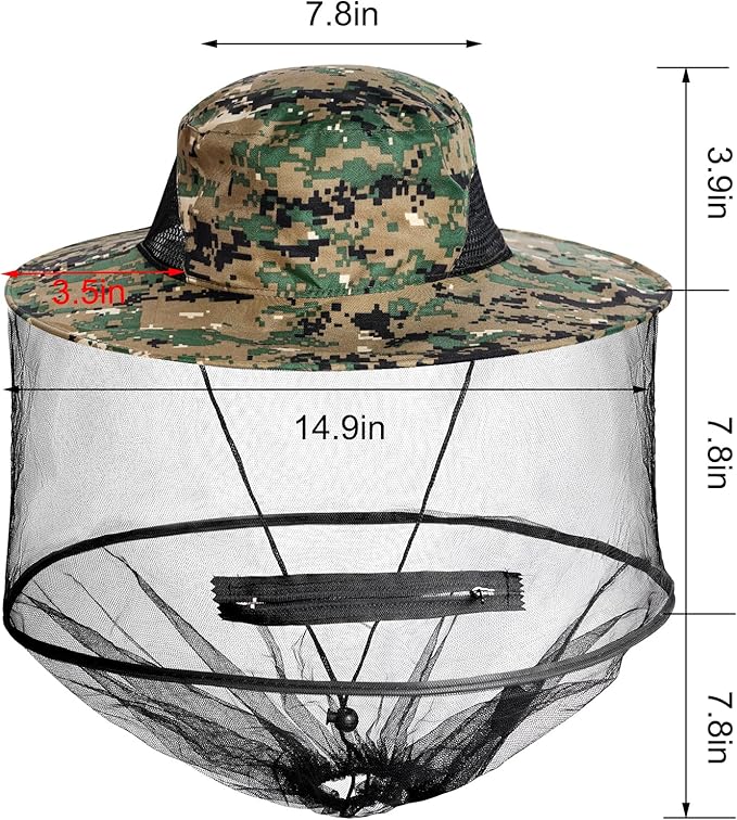 Sucrain 2 Pack Mosquito Head Net Hat Sun Hat Garden Bug Hat with Hidden Net Mesh for Outdoor Gardening Beekeeping