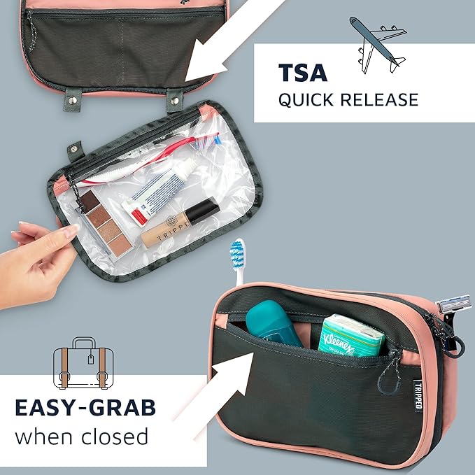 Toiletry Bag Kit Set: Hanging Travel Toiletry Bag + 311 TSA Cosmetic Liquid Bag + Ultralight Accessory Organizer Pouch