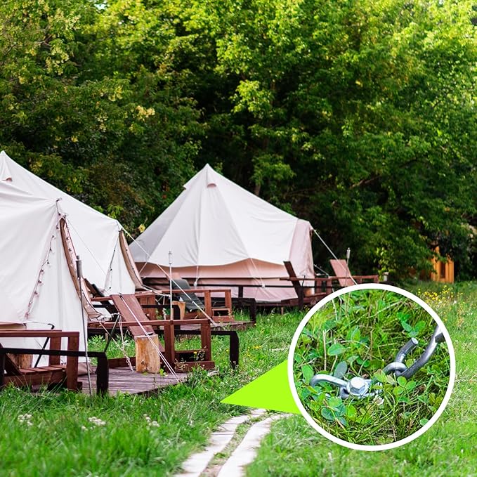 6pcs 3/8 x 8 and 6pcs 3/8 x 12 Heavy Duty Camping Ground Anchors, Non-Rust Tent Stakes Screw in Kit for Securing Animals, Trampoline, Carports, Canopies, Sheds, Swing Sets for High Winds