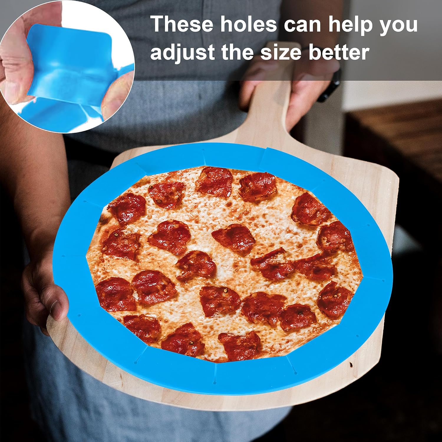 2 Pack Adjustable Pie Crust Shield Silicone Protectors - Bake Crust Protector Cover - Fit 8-11.4 Inch Pies (Blue)