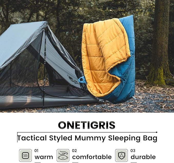 OneTigris Bushcrafter’s Sleeping Bags, Mummy Sleeping Bag for Camping Hiking Backpacking, Survival Gear
