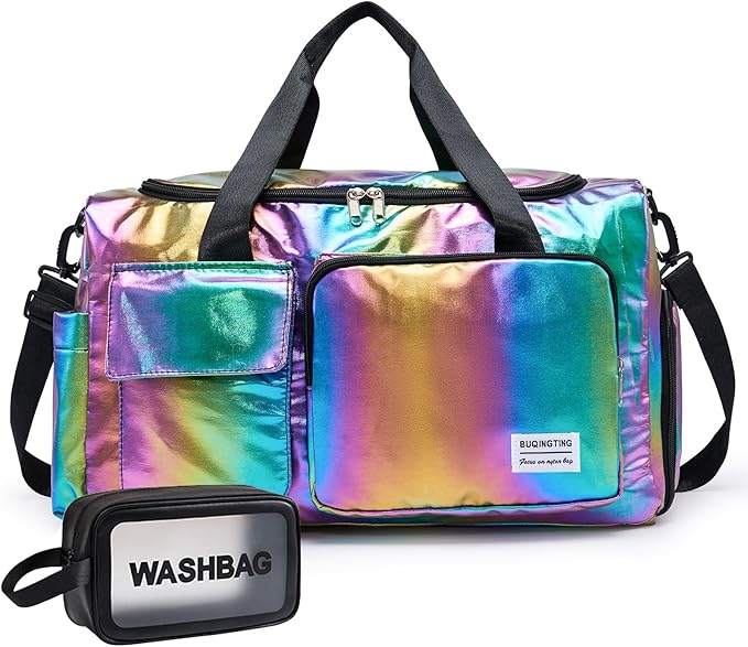 Small Gym Bag for Women, Travel Duffle Bag Carry On Weekender Bag with Shoe Compartment