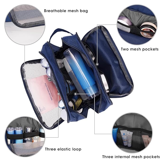 Toiletry Bag for Men Hanging Dopp Kit Water Resistant Shaving Bag Small Toiletry Bag for Traveling (royal blue)