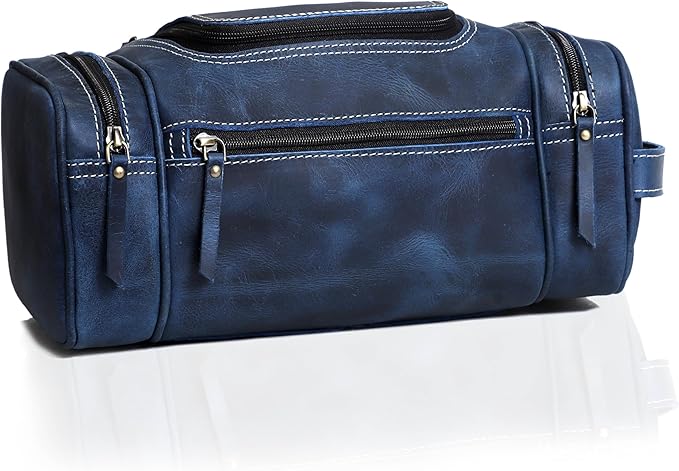 VC VINTAGE COUTURE Leather Toiletry Bag for Men Extra Large Leather Men's Toiletry Bag for Traveling Real Leather Dopp Kit for Men Leather Shaving Bag for Travel