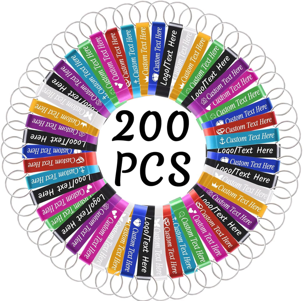 200PCS Personalized Bottle Opener Keychain Bulk Custom Beer Bottle Opener with Logo Text Engraved Wedding Bottle Opener Favors Customized Gifts for Guests Baby Shower Birthday Party-Assorted