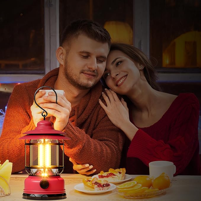 3 Pack Battery Powered LED Camping Lanterns, Red Battery Waterproof Camping Tent Lights with Stepless Dimming, Portable Outdoor Lamp for Camping, Hurricane, Garden, Yard, Hiking, Power Outage