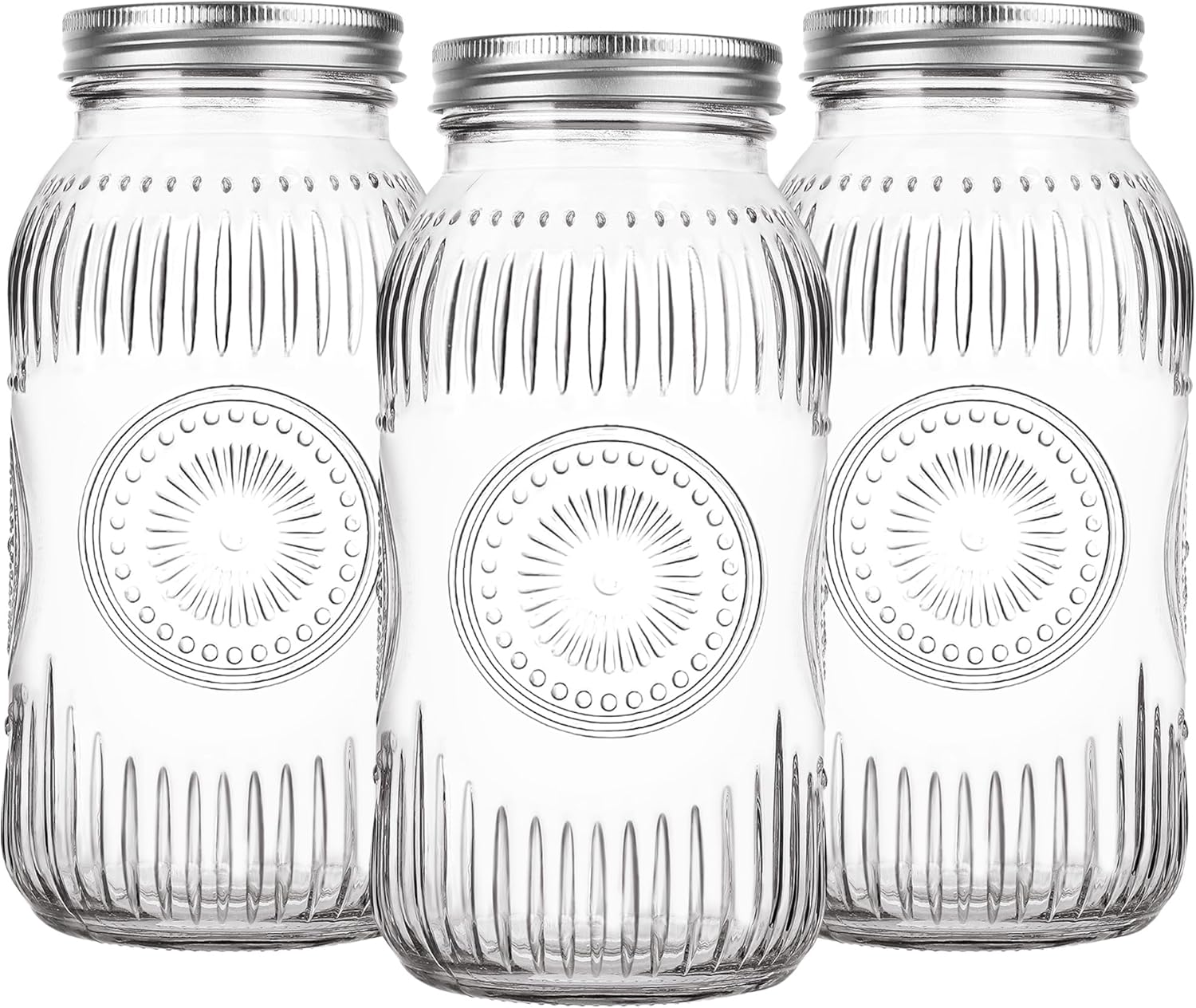 3 Pack Wide Mouth Mason Jars 64 oz - Large Half Gallon Glass Mason Jars with Airtight Lids and Bands for Pickling, Canning, Fermenting and Food Storage, Microwave & Dishwasher Safe
